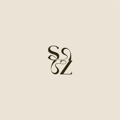 dynamic line monogram logo luxurious concept SZ elegant wedding letter