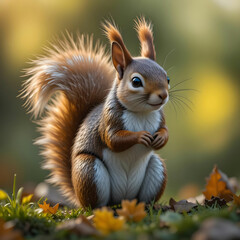 Obraz premium Photo realistic squirrel with white background