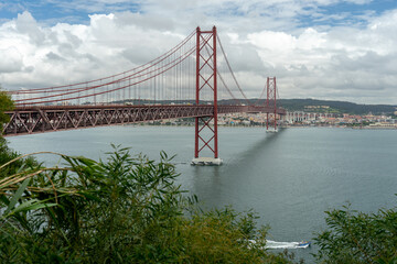 25 de Abril bridge over the Tagus river towards Almada-Lisbon