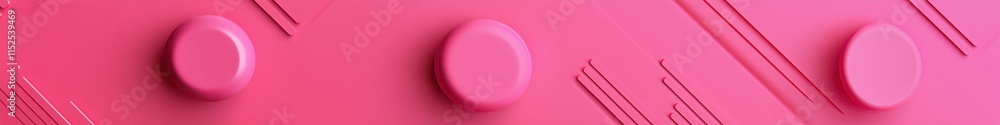 Poster vibrant pink background with circular shapes and textured patterns for creative design