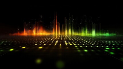 Vibrant Digital Sound Wave Visualization with Colorful Spectrum Lights