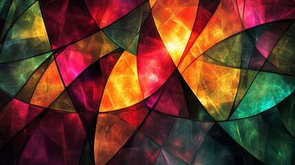 Abstract colorful stained glass design.