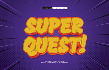 super quest editable text effect with a game and play text style