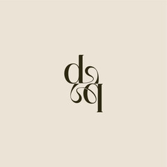 elegant wedding DQ luxurious concept dynamic line monogram logo letter