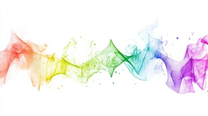 Colorful Flowing Smoke Waves on White Background for Abstract Art