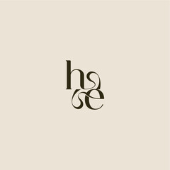 elegant wedding dynamic line monogram logo letter luxurious concept HE