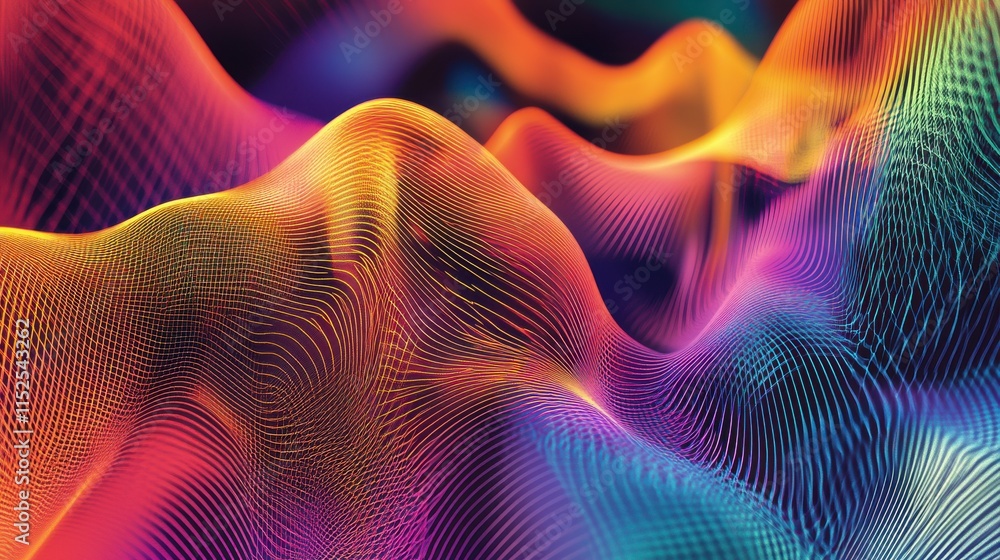 Poster vibrant colorful wave patterns with abstract motion and flowing lines
