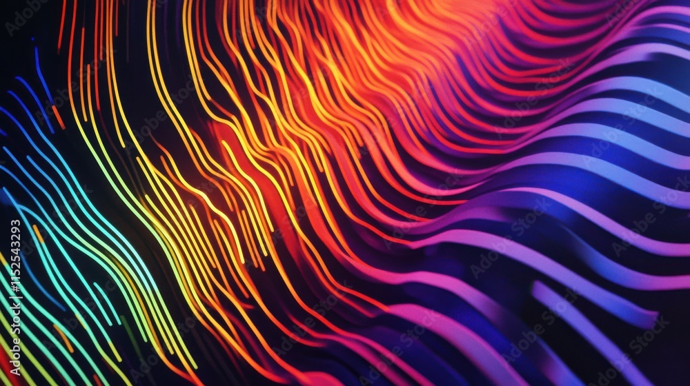 Poster vibrant abstract wavy lines creating colorful flowing patterns