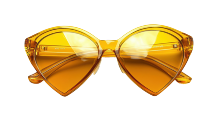 Stylish yellow sunglasses with blue gradient lenses, bold summer fashion accessory for sunny days or casual beachwear style isolated on transparent background