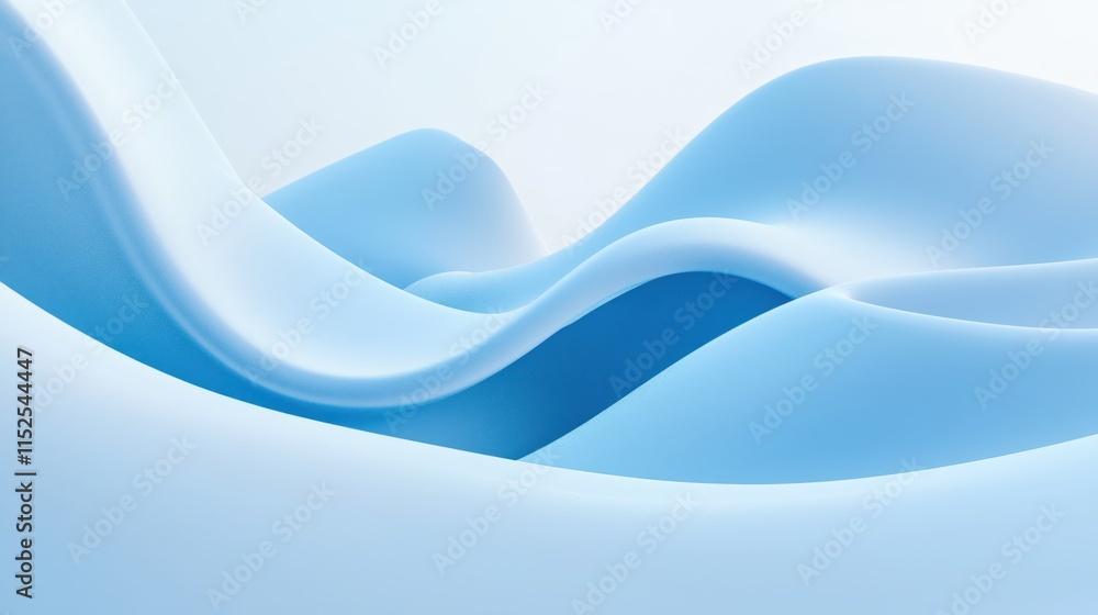 Poster soft blue waves with elegant curves and smooth textures in minimalist design