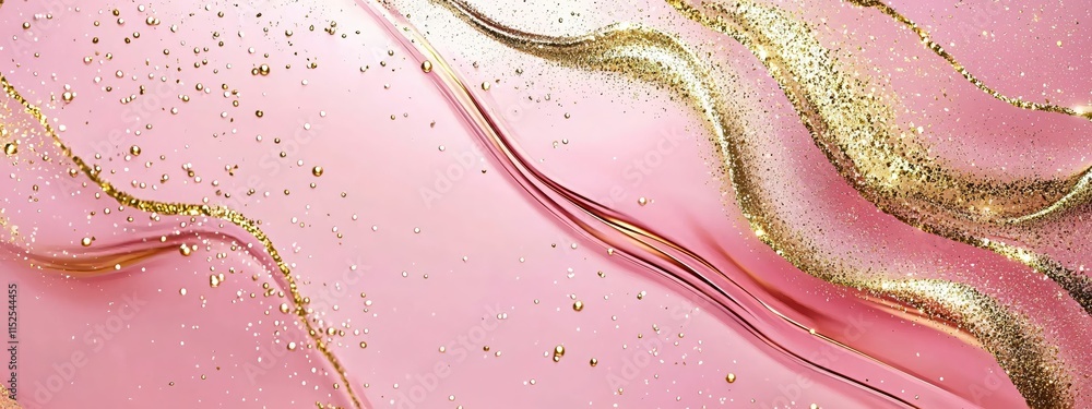 Poster abstract pink background with shimmering gold and glittering elements for design use