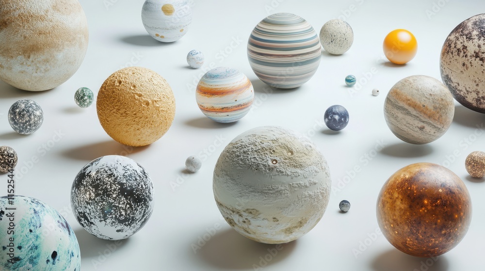Poster collection of colorful planets in a solar system model display