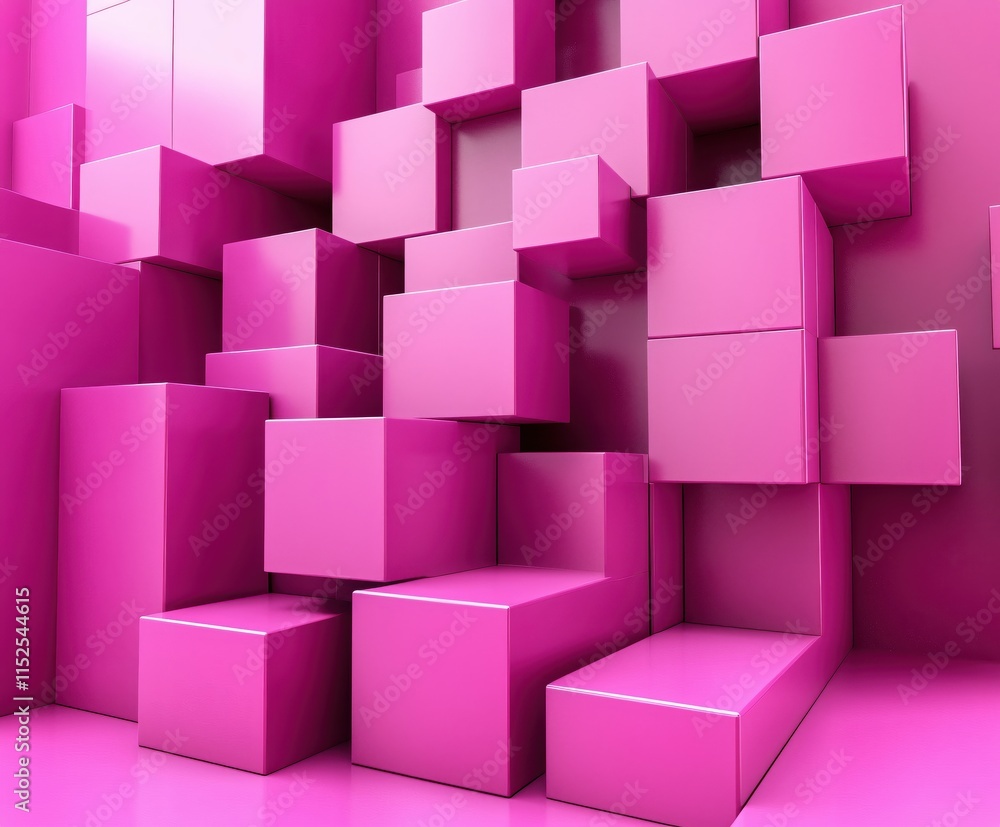 Poster vivid pink cubes creating an abstract background for creative design projects