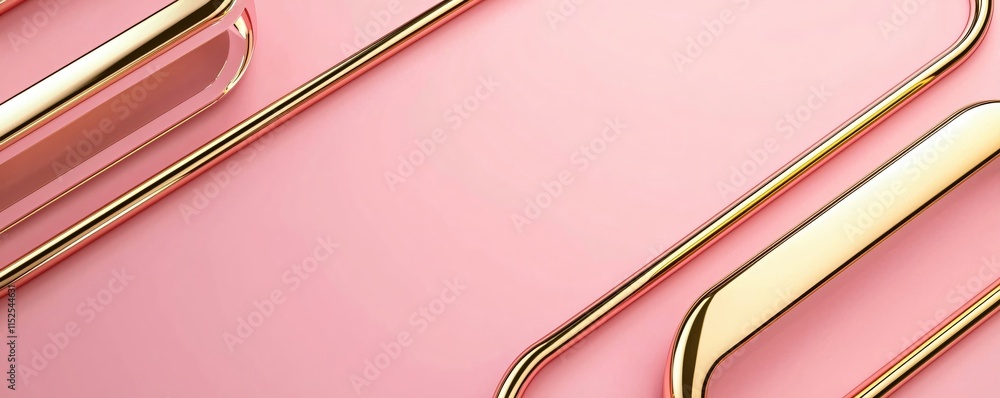 Poster elegant golden metallic lines on soft pink background ideal for modern design contexts
