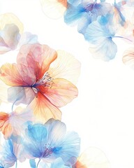 Delicate and Colorful Floral Background with Soft Tones and Watercolor Effect