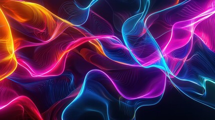 Fototapeta premium Colorful Abstract Light Waves with Flowing Patterns and Vibrant Neon Glow Effects