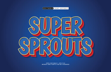 Naklejka premium super sprouts editable text effect with a hero and game text style