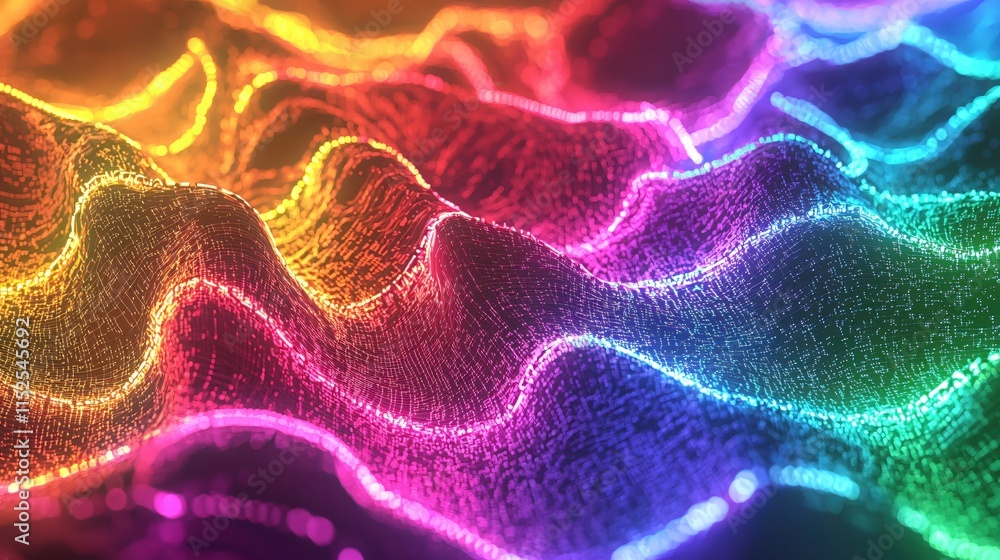 Aufkleber vibrant abstract waves with colorful light reflection in a wavy pattern