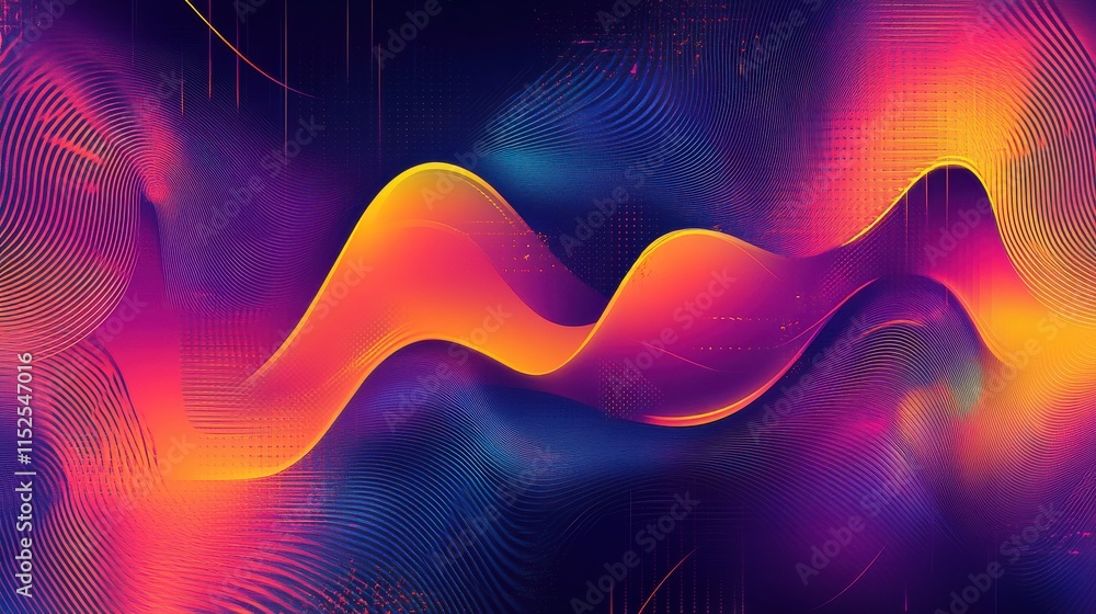 Poster vibrant abstract waves in bold colors and flowing patterns