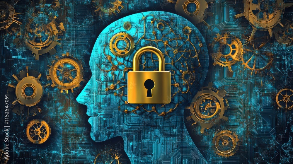 Aufkleber conceptual representation of security and technology in the mind