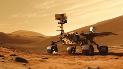 Mars Rover Exploring Martian Landscape - Sci-Fi Exploration