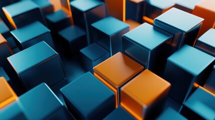 Obraz premium Abstract Blue and Orange Cubes
