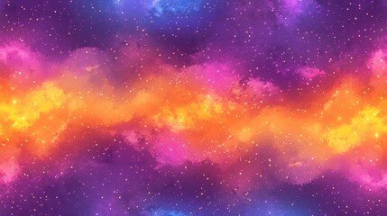 Vibrant Cosmic Nebula Watercolor Background