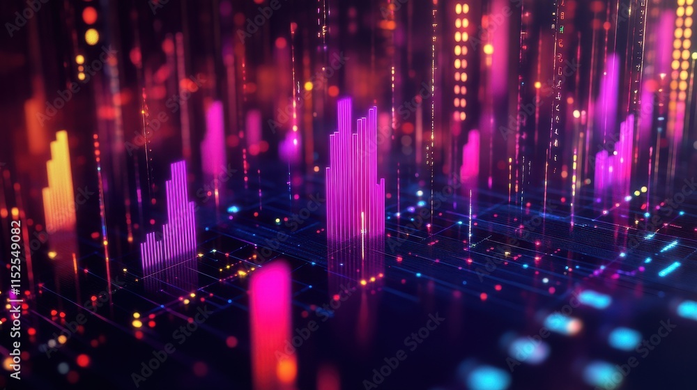 Poster colorful abstract digital background with futuristic data visualization