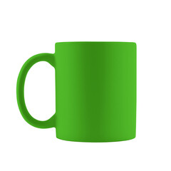 Blank bright green cup isolated on white. Mockup for design