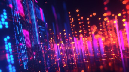 Fototapeta premium Vibrant Abstract Digital Background with Colorful Light Patterns