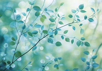 Obraz premium Serene Teal Leaves Abstract Nature Background