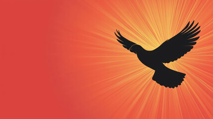 Fototapeta premium A single soaring bird silhouette against vibrant sunrise, symbolizing freedom and success in business