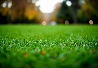 Naklejka premium Close Up Lush Green Grass Field Nature Background