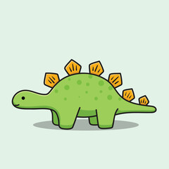 Cute green stegosaurus character standing