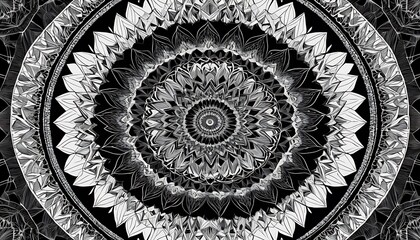 Abstract Black And White Mandala Floral Design