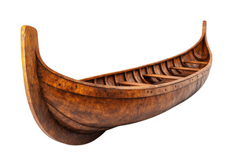 Authentic Viking longboat with detailed wooden carvings, ideal for historical visuals, Nordic culture themes, or adventure storytelling isolated on transparent background.