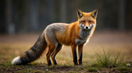 Fototapeta premium Majestic Fox Standing in a Natural Forest Setting