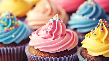 cupcake, cake, dessert, food, sweet, pink, icing, cup, baked, birthday, frosting, cream, cupcakes, party, chocolate, snack, celebration, white, decorated, pastry, delicious, nobody, cakes, bakery, spr