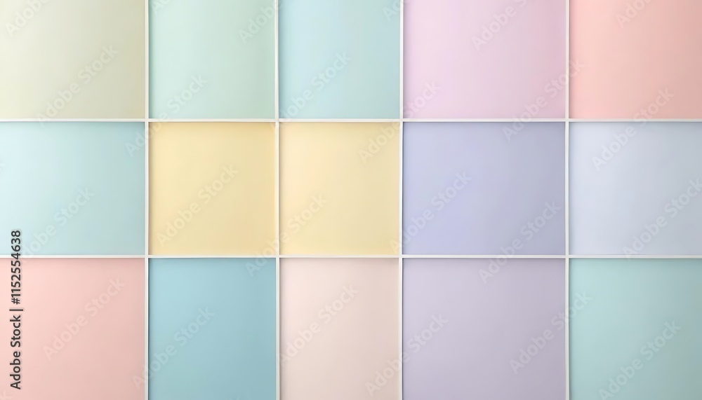 Poster pastel colored squares arranged in a grid pattern