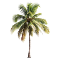 Obraz premium Majestic Tropical Coconut Palm Tree Isolated on Black Background A Vibrant Image of a Lush Coconut Palm Tree