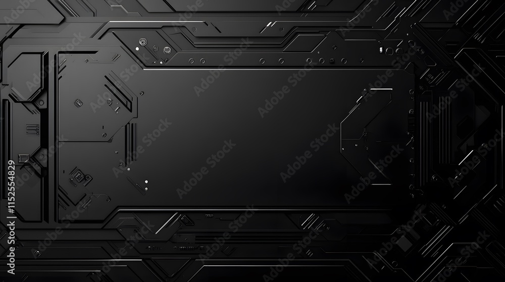 Aufkleber abstract black technological surface with geometric patterns