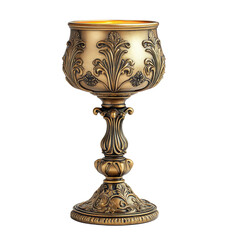 Elegant vintage table lamp with golden ornate design, glowing warm light, luxurious antique decoration for classic interior settings isolated on transparent background