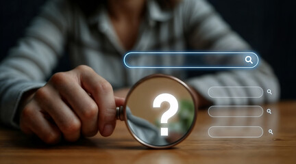 Magnifying Glass Searching for Information in a Digital Query Box