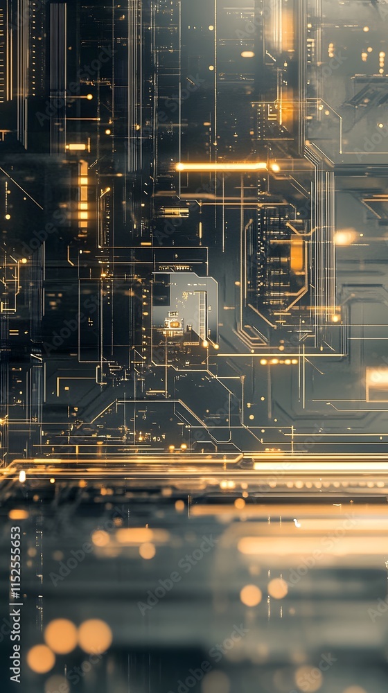 Poster abstract circuit board with glowing lines