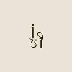 elegant wedding dynamic line monogram logo letter luxurious concept JI