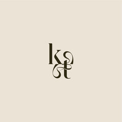 elegant wedding dynamic line monogram logo letter luxurious concept KT