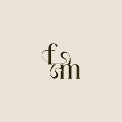 elegant wedding FM luxurious concept dynamic line monogram logo letter