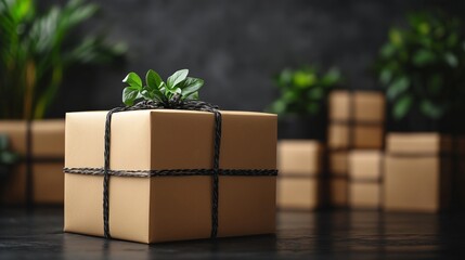 Simple Gift Box with Greenery on Top for Stylish Presentations