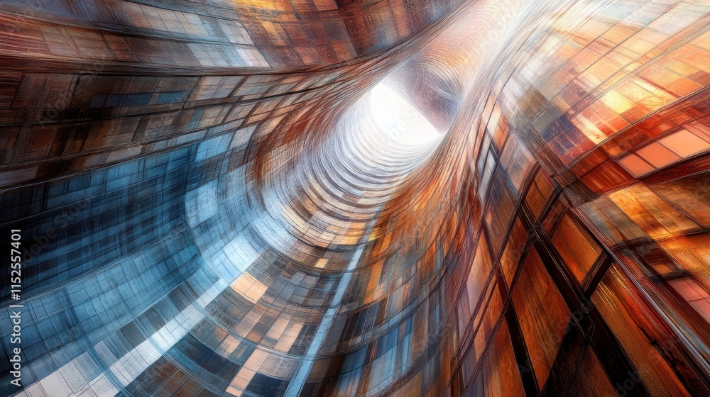 Aufkleber abstract architectural structure with vibrant colors.