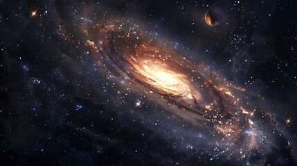 Obraz premium Cosmic Spiral Galaxy: A Celestial Tapestry of Stars and Nebulae